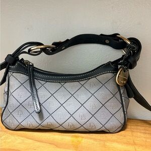 Dooney & Bourke Silver Gray Logo Shoulder Bag with Black Trim